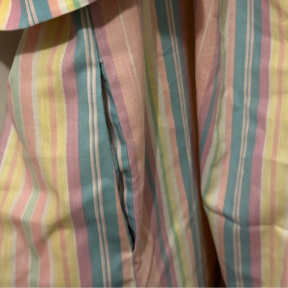 Vintage 70s Sears Model’s Coat XL Pastel Stripe Housecoat Muumuu Duster - Picture 3 of 7